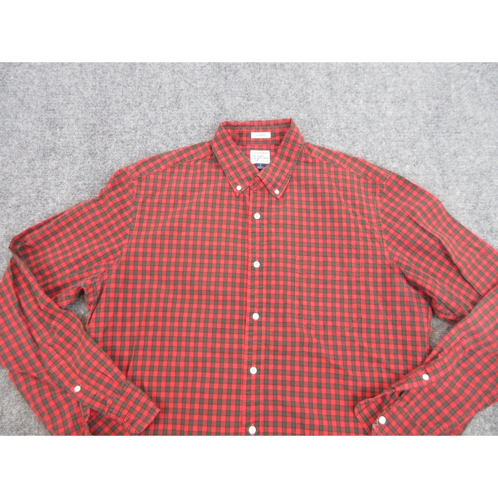 J CREW Shirt Mens L Red Check 100% Cotton Long Sleeve Button Down Classic Casual - Picture 2 of 10